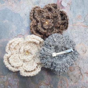 alpaca wool flower hair clips
